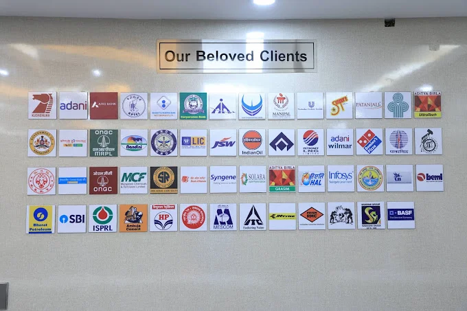 A Wall with Photo Frames of Companies we worked with. Our Beloved Clients - Clients We Had the Privilege to Serve at Arya Fire and Safety